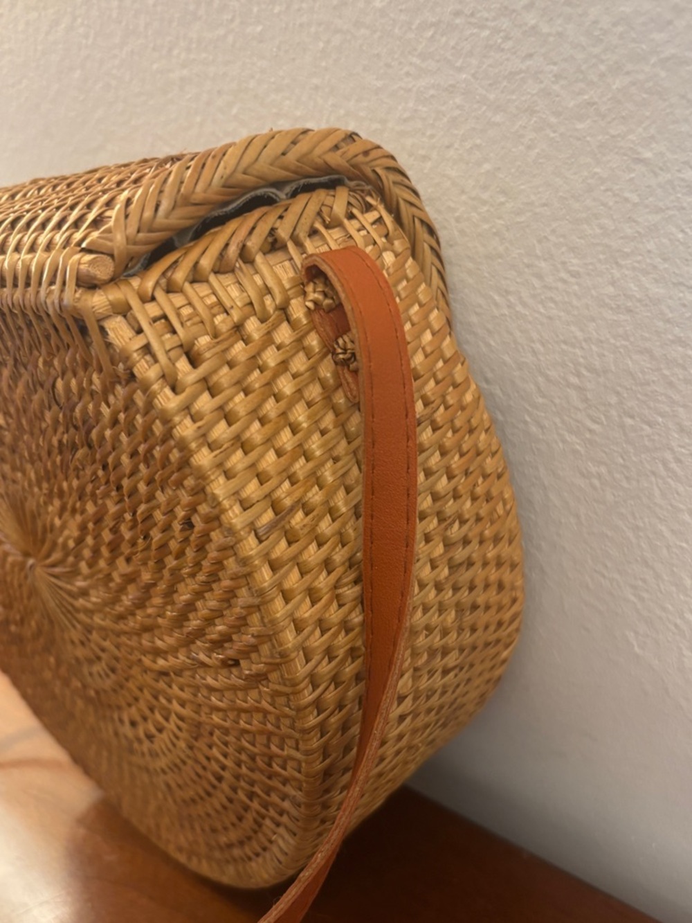 Boho Bali Rattan Crescent Shoulder Bag 100% Rattan Shell - Picture 6 of 14